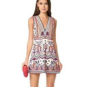 Alice and Olivia Beaded V neck Mini Dress